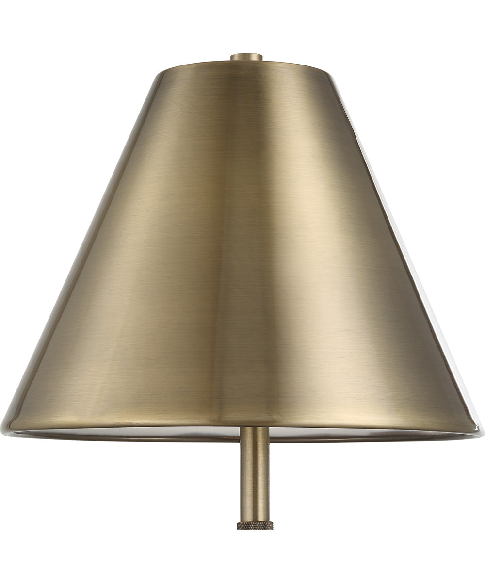 Metal Buffet Lamp in Antique Brass with Tapered Metal Shade