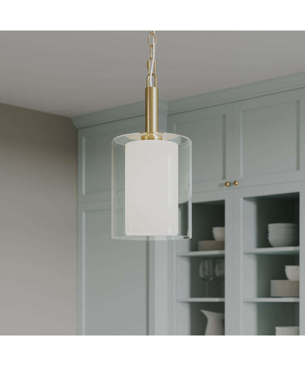 Mack 1-Light Pendant with Layered Glass Shade Brushed Gold