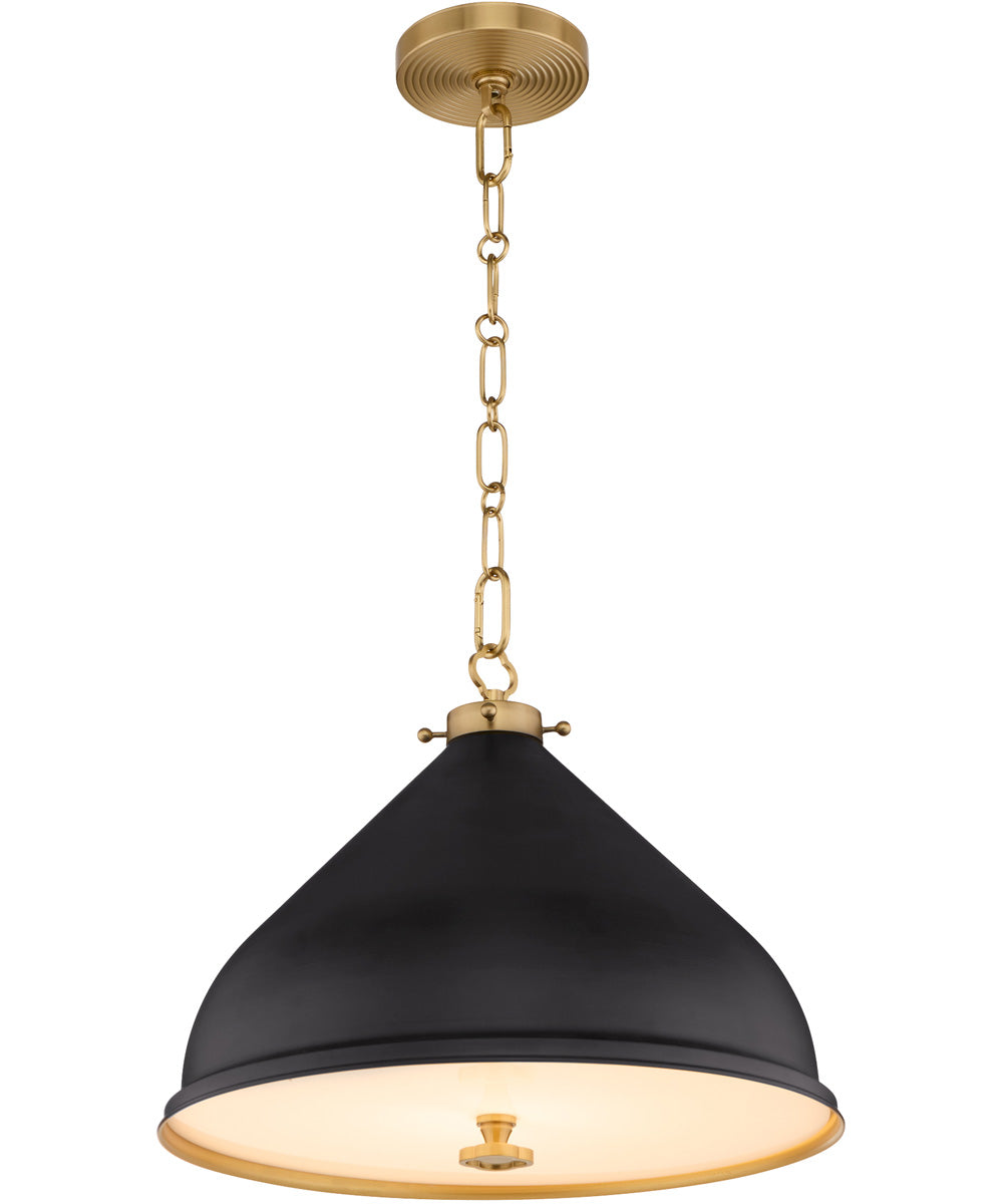 Bonnel 1-light Pendant Matte Black|Aged Brass