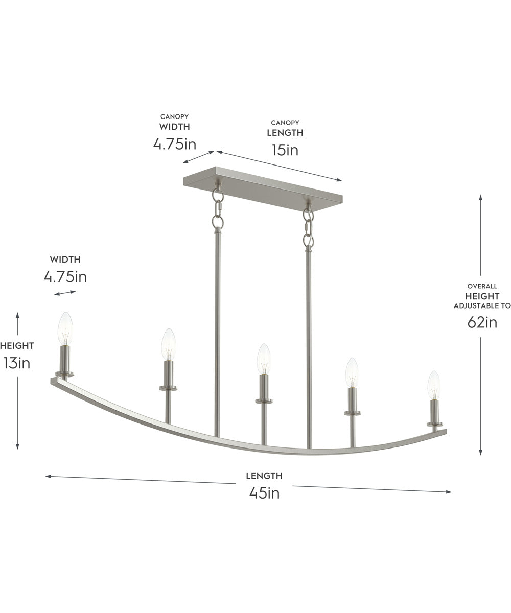 Jheni 5-Light Linear Chandelier Brushed Nickel