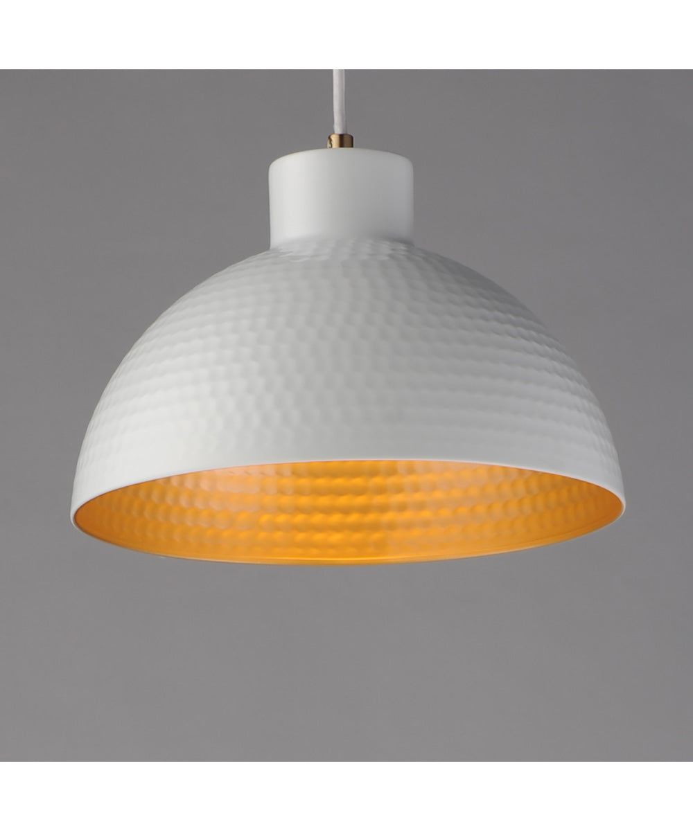 Rockport 12 inch 1-Light Pendant White/Natural Aged Brass