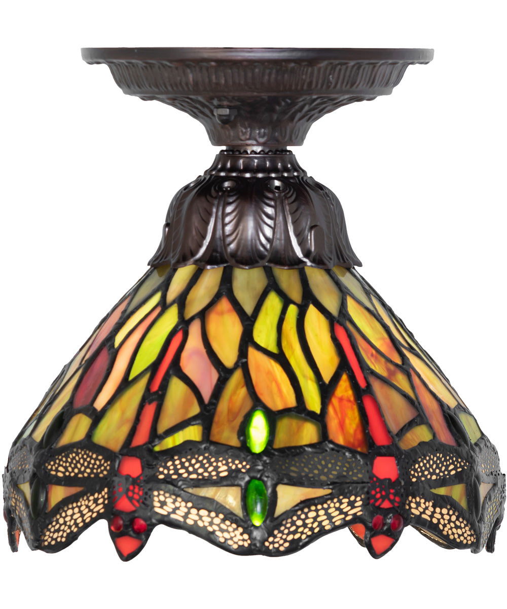 7" Wide Tiffany Hanginghead Dragonfly Flushmount