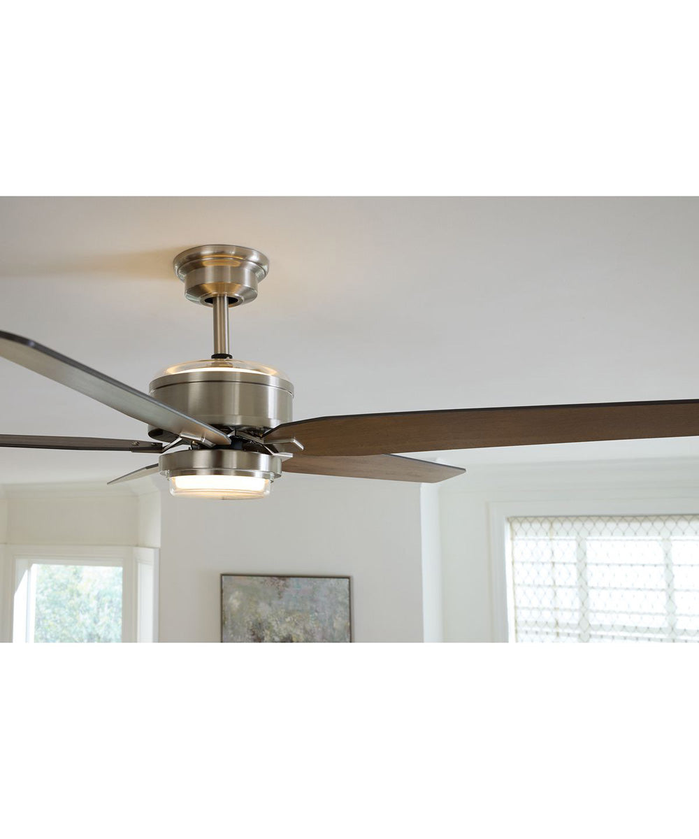 Byars 54" 5-Blade Integrated LED Indoor Ceiling Fan with Light Kit White Opal Shade Remote Control Brushed Nickel