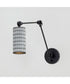 Shaka 1-Light Swing Arm Wall Sconce Black / White