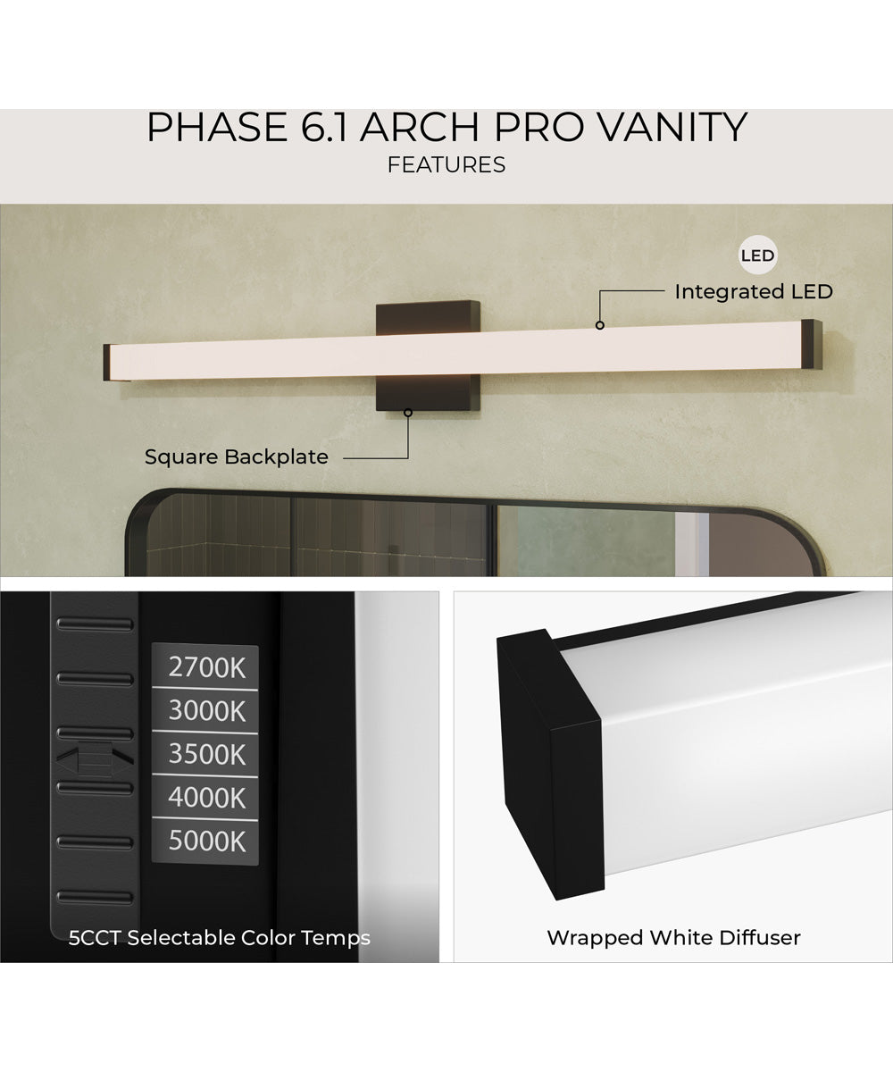 Phase 6.1 36 in. 5CCT Integrated LED Linear Vanity Light Black