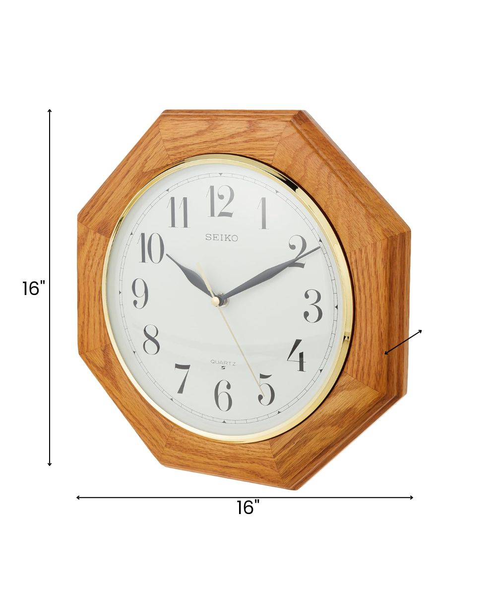 Wall Clock Medium Brown Solid Oak
