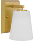 Vertex 1-Light Etched White Glass Contemporary Bath Light Brushed Gold