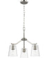 Vertex 3-Light Clear Glass Convertible Chandelier Brushed Nickel