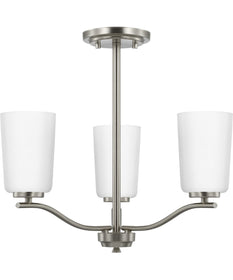 Adley 3-Light Etched White Glass Semi-Flush Convertible Light Brushed Nickel