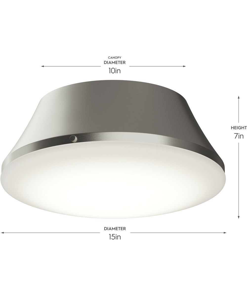 Avra Large 3-Light Flush Mount with Etched White Glass Shade Brushed Nickel