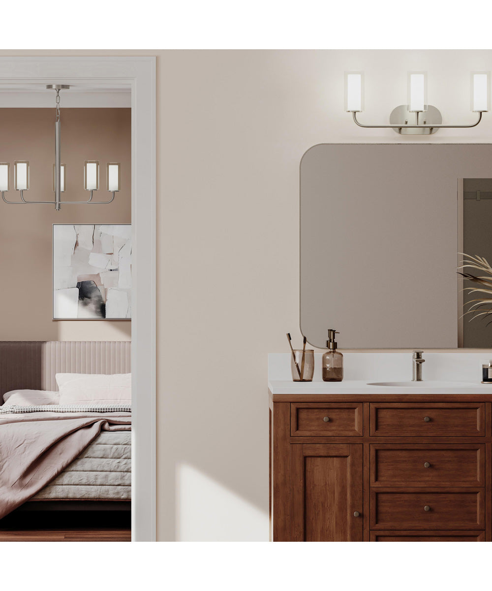 Mack 3-Light Vanity Light with Layered Glass Shades Brushed Nickel