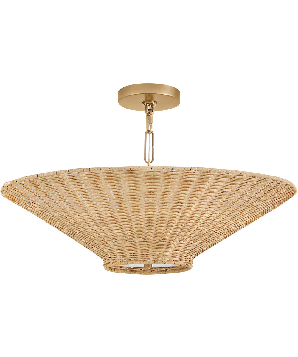 Delia 4-Light Small Convertible Chandelier in Heritage Brass
