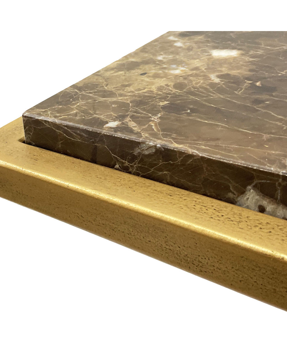 Martini Table with Iron Frame in Antiqued Gold with Brown Marble