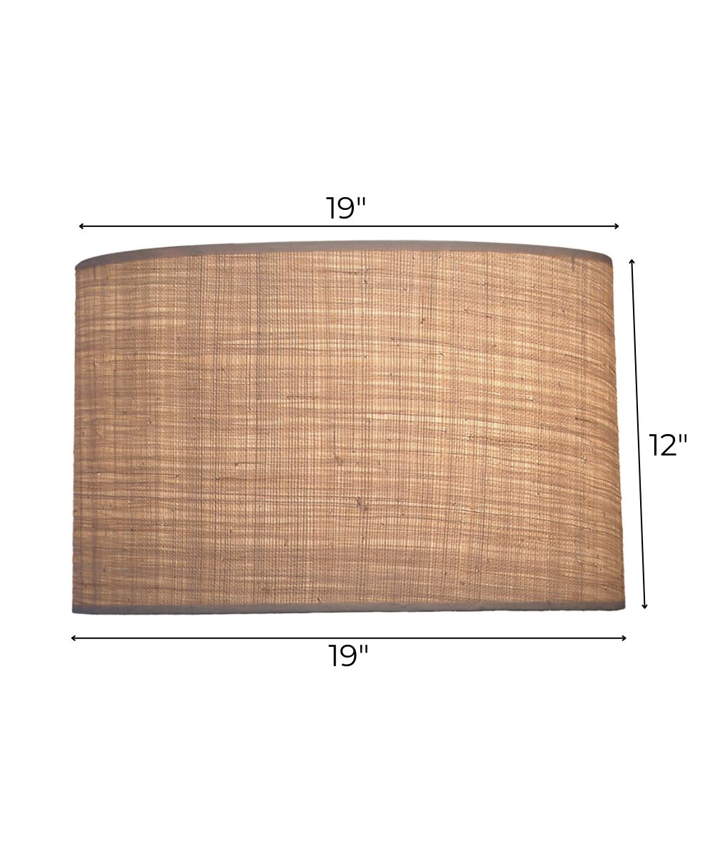 19x19x12 Natural Raffia Drum Hardback Lampshade