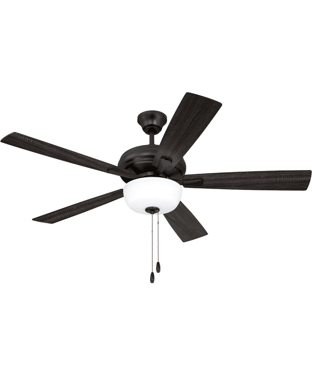 EOS 2 Light Frosted White Bowl 52" Ceiling Fan 2-Light Fan Flat Black