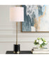 Metal Buffet Lamp in Antique Brass and Off-White