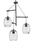 Caisson 3-Light Clear Glass Global Pendant Light Graphite
