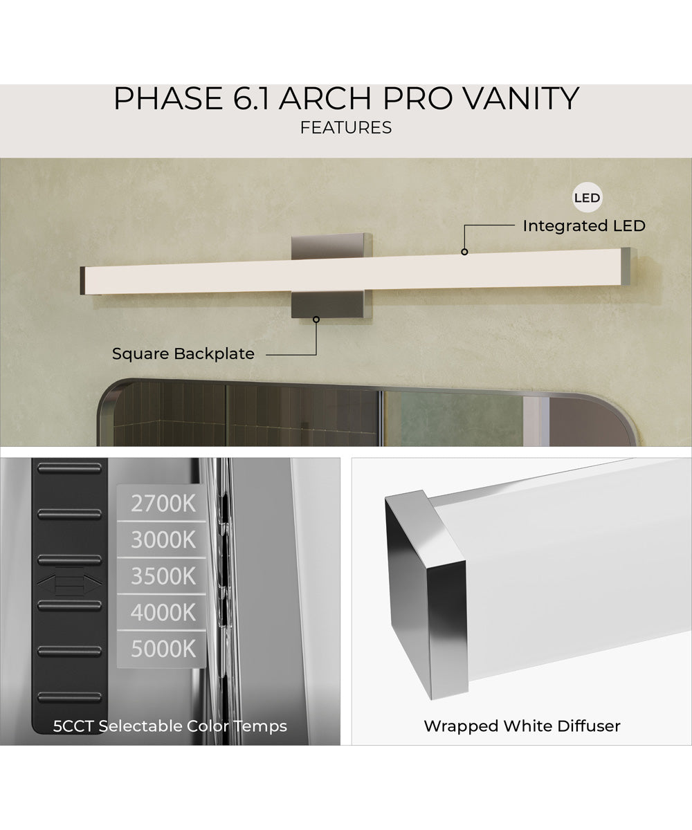 Phase 6.1 24 in. 5CCT Integrated LED Linear Vanity Light Polished Chrome