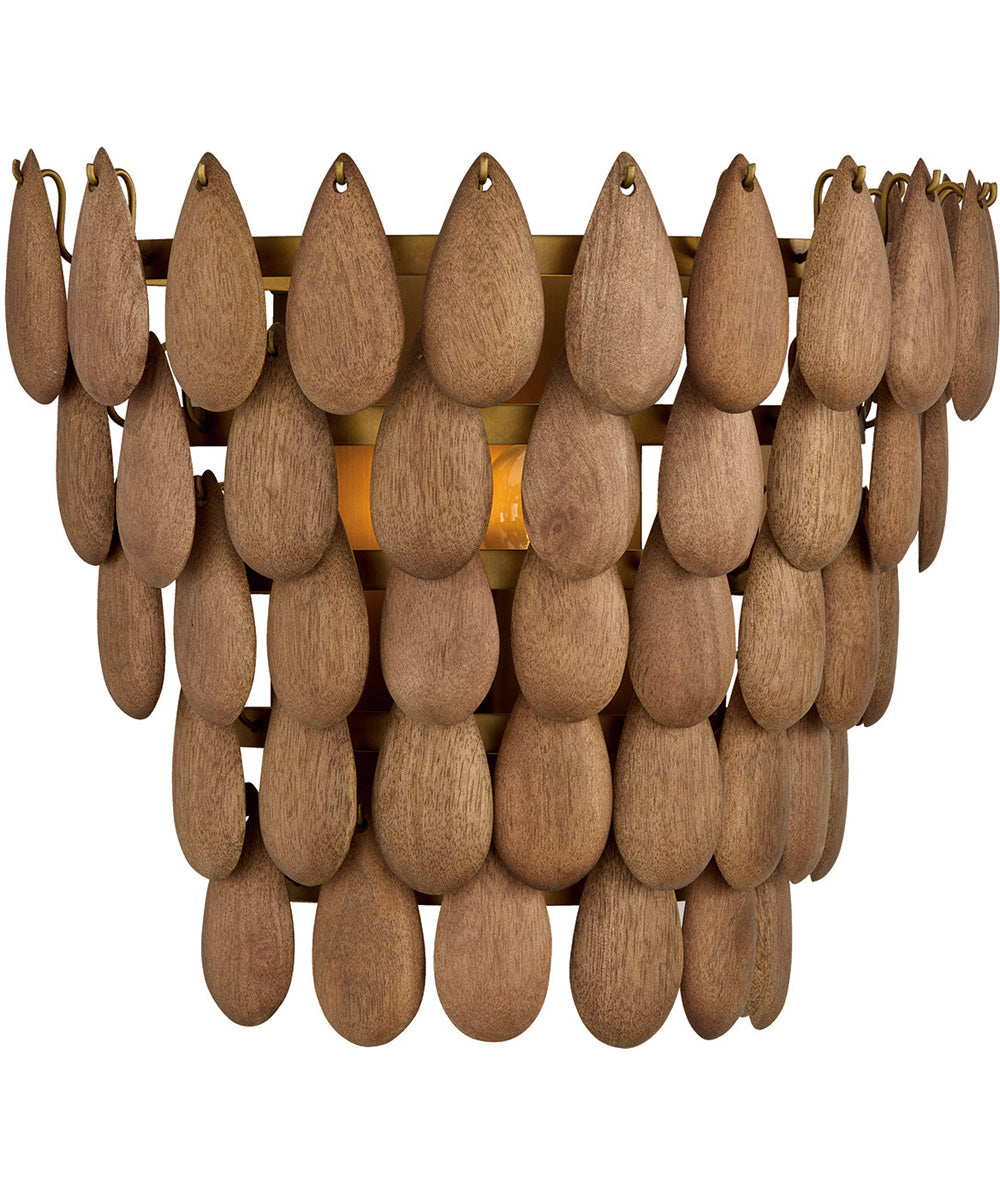 Ravi 1-Light Sconce Light Wood and Patinaed Brass