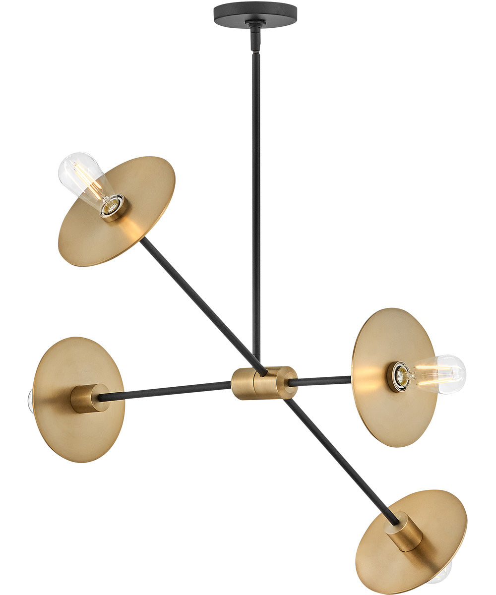 Lulu 4-Light Medium Mobile Single Tier in Lacquered Brass