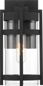 11"H Tofino 1-Light Outdoor Textured Black / Clear Seeded