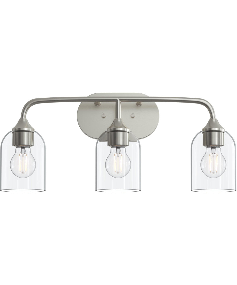Ilia 3-Light Bath Vanity with Clear Glass Shade Brushed Nickel