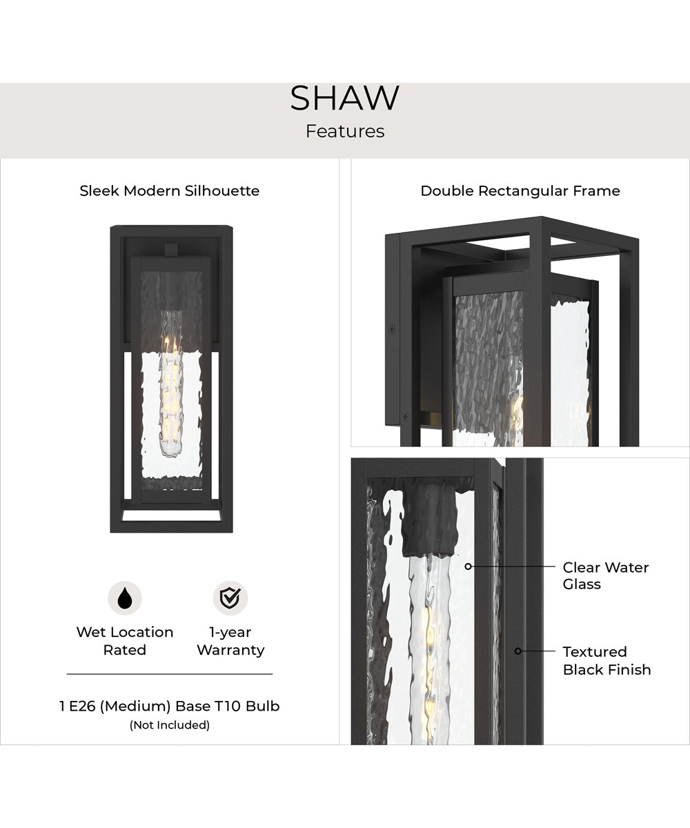 Shaw 15 inch 1 Light Outdoor Wall Light with Clear Glass Textured Black