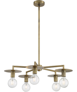 28"W Bizet 5-Light Chandelier Vintage Brass