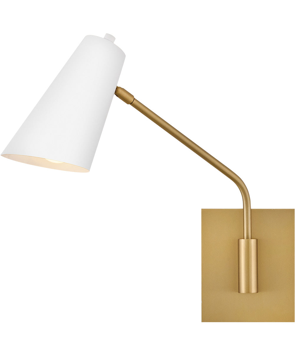 Bray 1-Light Medium Swing Arm Single Light Sconce in Lacquered Brass