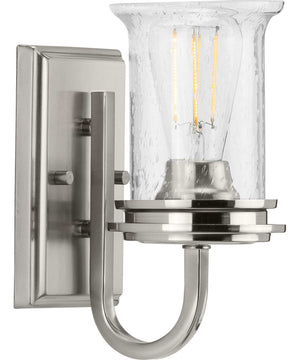 Winslett 1-Light Clear Seeded Glass Coastal Bath Vanity Light Brushed Nickel