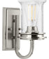 Winslett 1-Light Clear Seeded Glass Coastal Bath Vanity Light Brushed Nickel