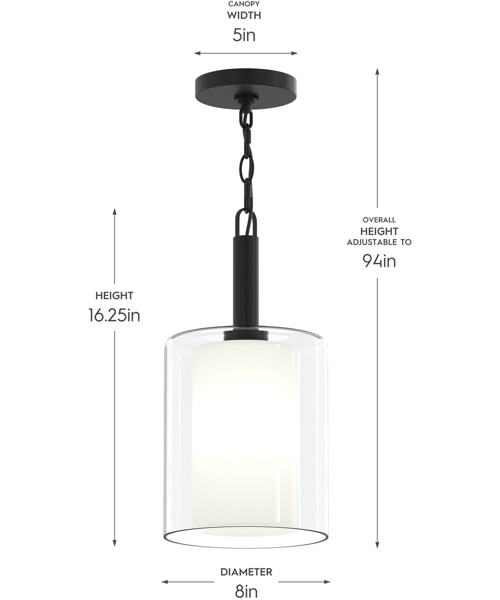 Mack 1-Light Pendant with Layered Glass Shade Matte Black