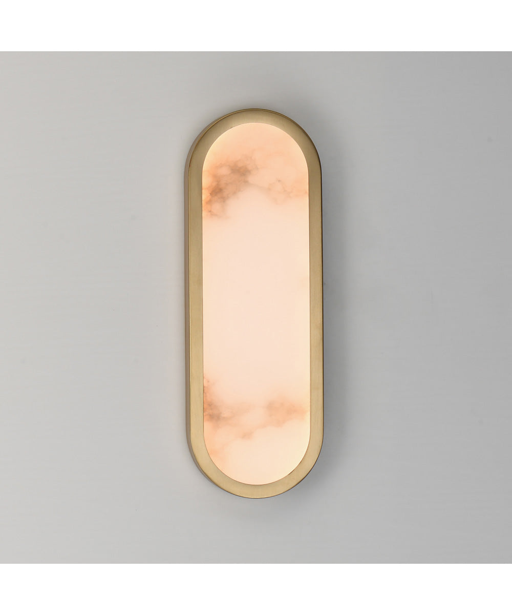 Plinth 15 inch LED Alabaster Wall Sconce Natural Aged Brass