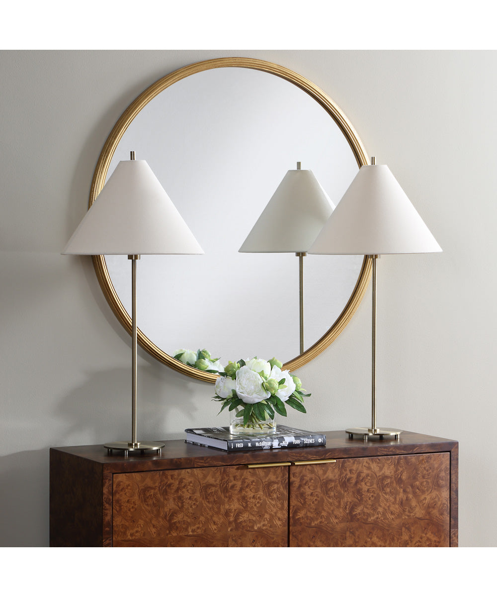 Set of 2 Table Lamps with Coolie Shades in Antique Brass