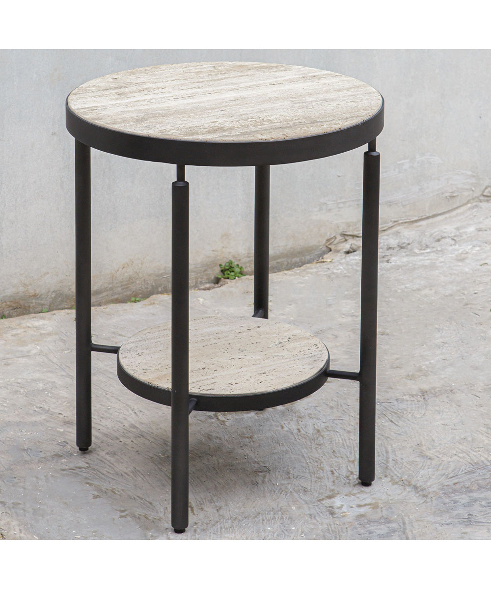 Dauntless Travertine Side Table