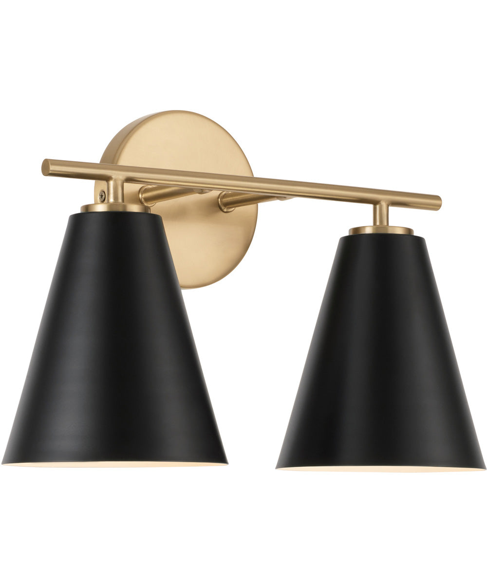 Charlie 2-Light Vanity Matte Brass and Black