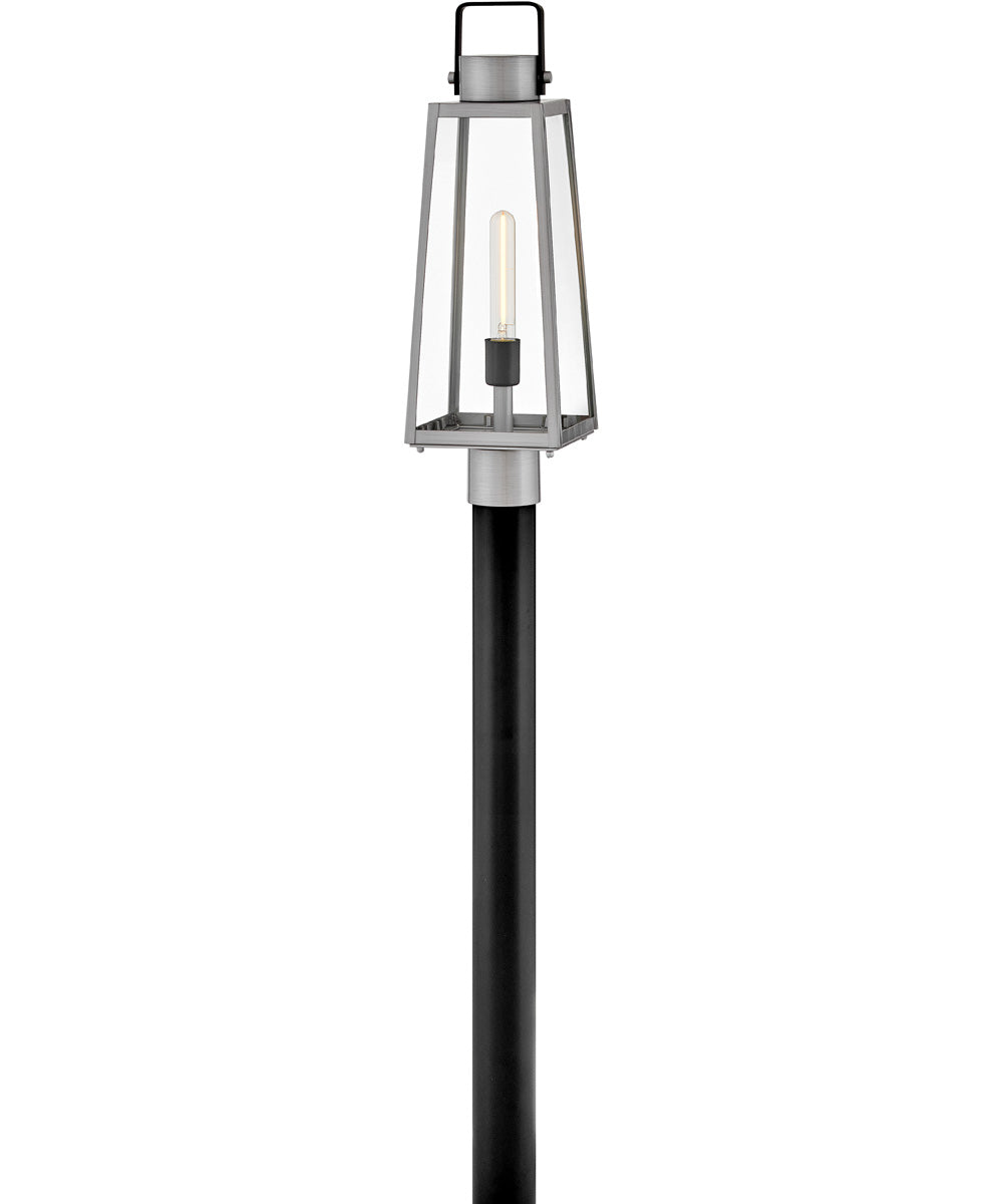 Hugh 1-Light Large Post Mount Lantern in Antique Brushed Aluminum
