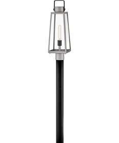 Hugh 1-Light Large Post Mount Lantern in Antique Brushed Aluminum