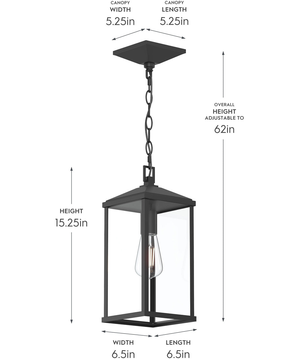 Cantley Outdoor Pendant with Clear Glass Panels Matte Black