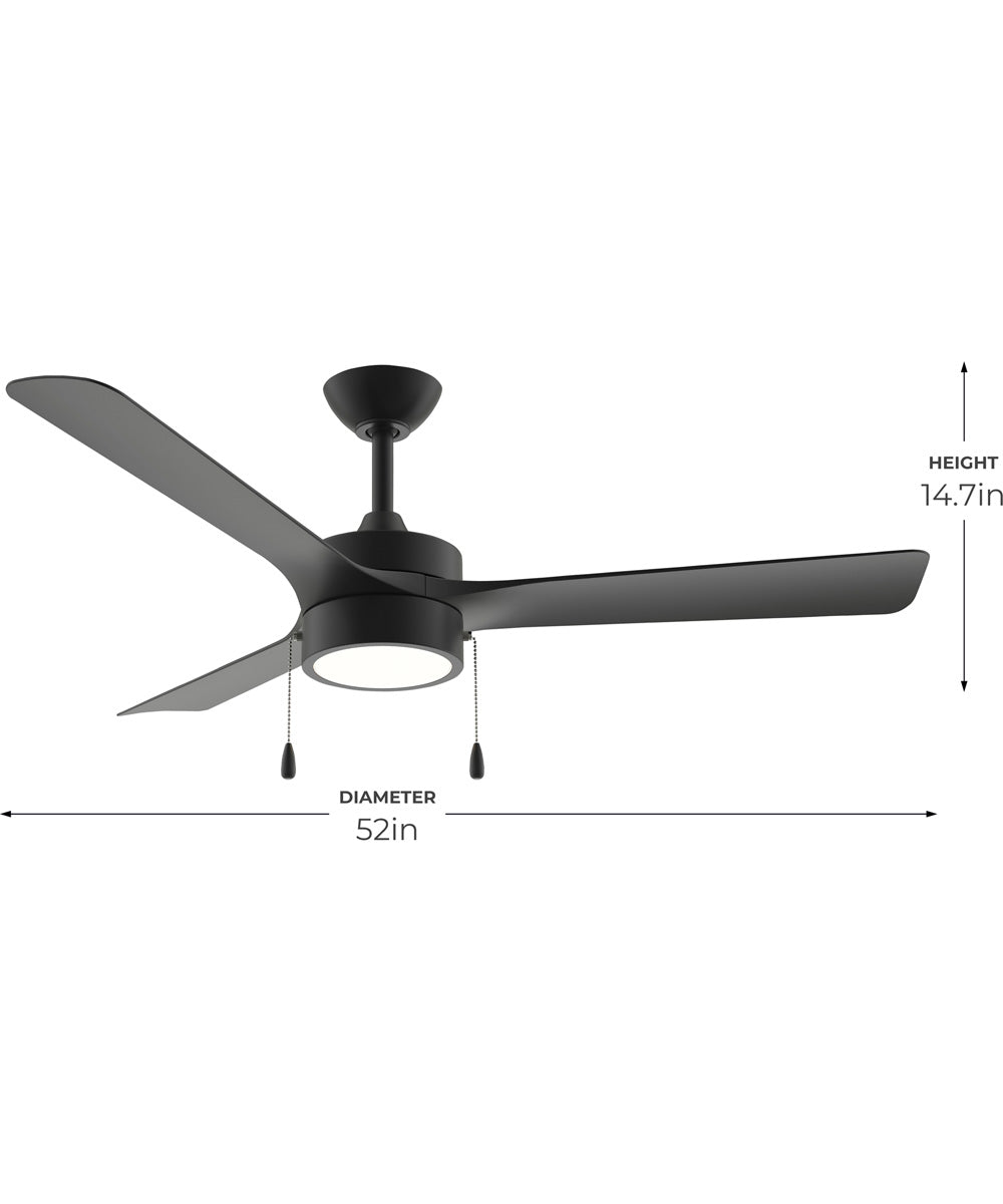 Axion I 52 in. 3-Blade Modern LED Ceiling Fan Matte Black