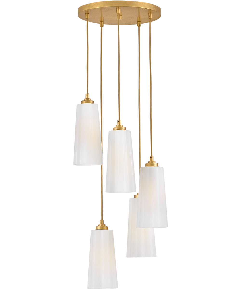 Honey 5-Light Small Chandelier in Distressed Brass
