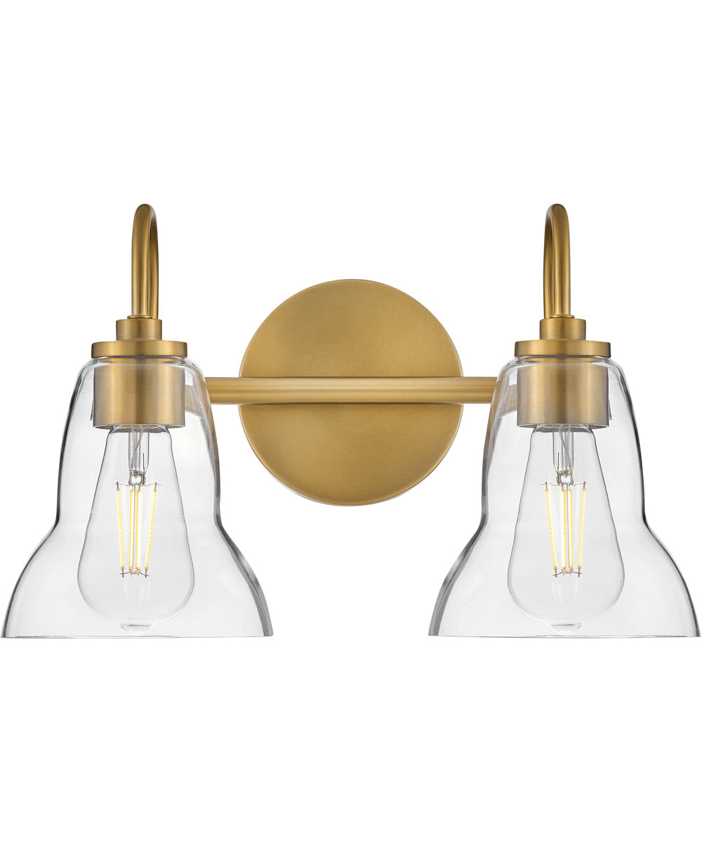 Vera 2-Light Small Two Light Vanity in Lacquered Brass
