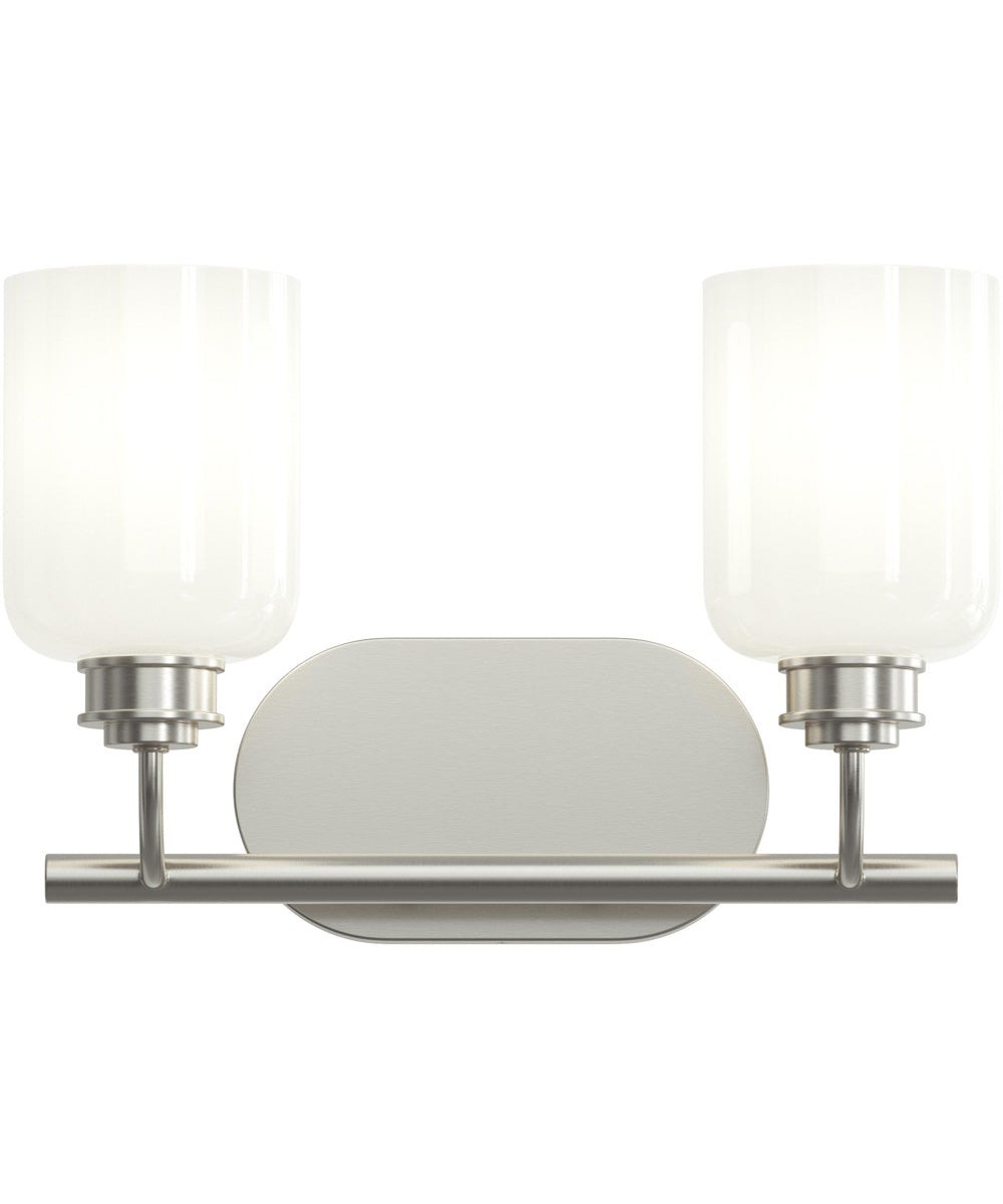 Reines 2-Light Bath Vanity with Opal Glass Shades Brushed Nickel