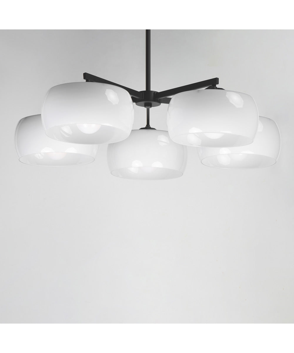 Glazed 5-Light Chandelier White / Black