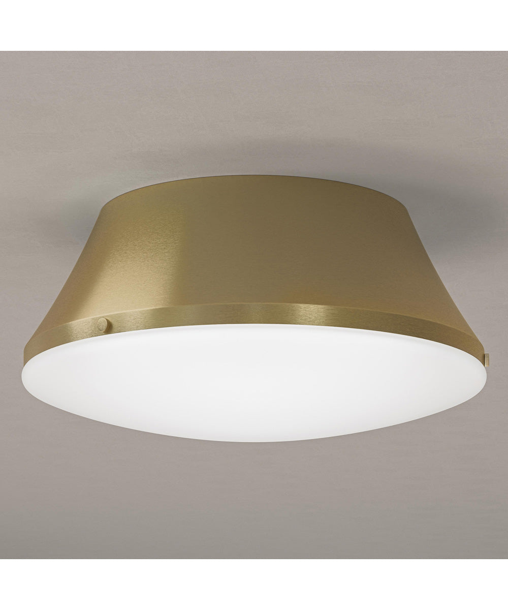 Avra Large 3-Light Flush Mount with Etched White Glass Shade Brushed Gold
