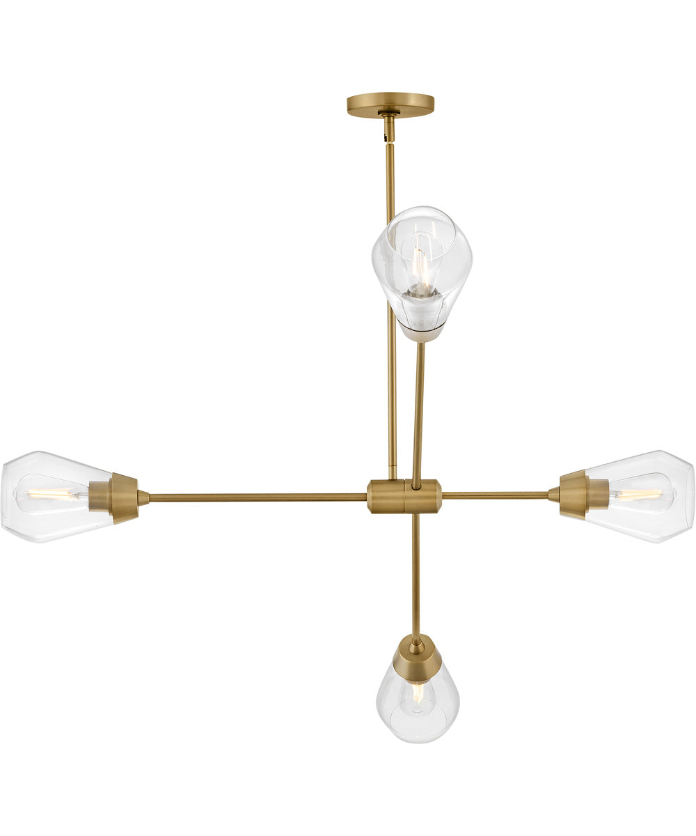 Livie 4-Light Medium Convertible Mobile Single Tier in Lacquered Brass