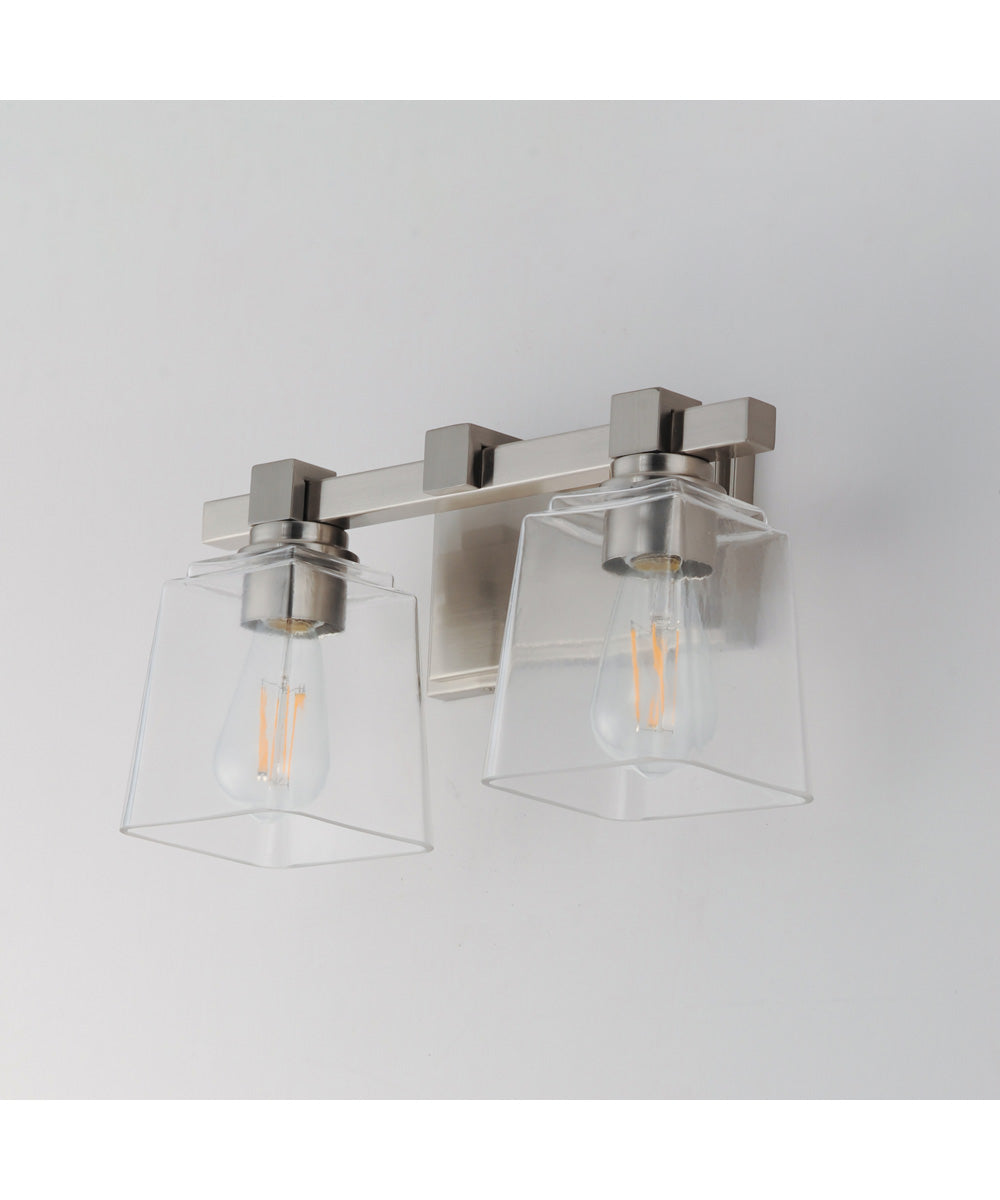 Cubos 2-Light Wall Sconce Satin Nickel