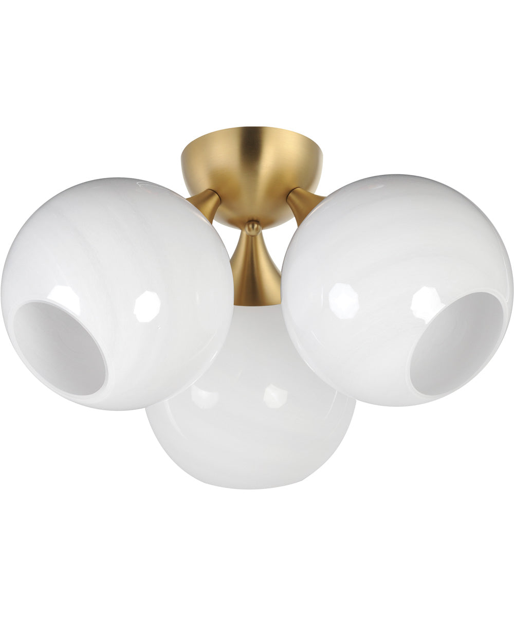 Neve 3-Light Semi Flush Natural Aged Brass