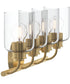 Reines 4-Light Bath Vanity with Clear Glass Shades Brushed Gold