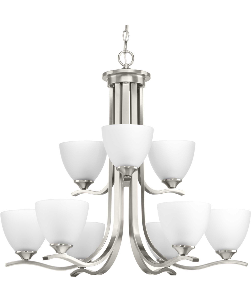 Laird 9-Light Etched Glass Traditional Chandelier Light Brushed Nickel